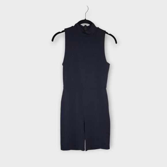 Babaton Contour Black Bavarian Mock Neck Bodysuit Short Zip Women's Size Small - Picture 1 of 7